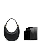 Braided Strap Lambskin Leather Hobo Bag | Handheld, Shoulder, and Crossbody Crescent Bag