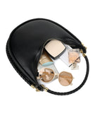 Braided Strap Lambskin Leather Hobo Bag | Handheld, Shoulder, and Crossbody Crescent Bag