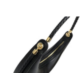 Braided Strap Lambskin Leather Hobo Bag | Handheld, Shoulder, and Crossbody Crescent Bag