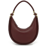 Braided Strap Lambskin Leather Hobo Bag | Handheld, Shoulder, and Crossbody Crescent Bag