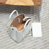 Calfskin Leather Wave-Cut Hollow Out Shoulder Bag, Scalloped Laser-Cut Handbag, Fashion Designer Bag