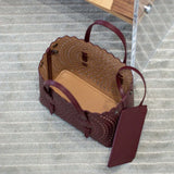 Calfskin Leather Wave-Cut Hollow Out Shoulder Bag, Scalloped Laser-Cut Handbag, Fashion Designer Bag