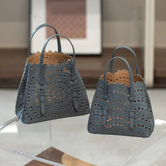 Calfskin Leather Wave-Cut Hollow Out Shoulder Bag, Scalloped Laser-Cut Handbag, Fashion Designer Bag Calfskin Leather Wave-Cut Hollow Out Shoulder Bag, Scalloped Laser-Cut Handbag, Fashion Designer Bag