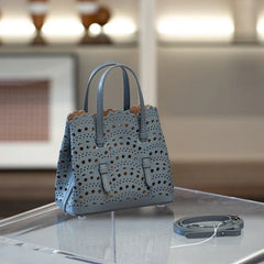 Calfskin Leather Wave-Cut Hollow Out Shoulder Bag, Scalloped Laser-Cut Handbag, Fashion Designer Bag Calfskin Leather Wave-Cut Hollow Out Shoulder Bag, Scalloped Laser-Cut Handbag, Fashion Designer Bag