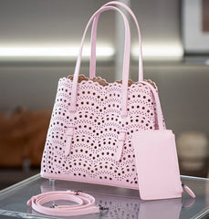 Calfskin Leather Wave-Cut Hollow Out Shoulder Bag, Scalloped Laser-Cut Handbag, Fashion Designer Bag Calfskin Leather Wave-Cut Hollow Out Shoulder Bag, Scalloped Laser-Cut Handbag, Fashion Designer Bag