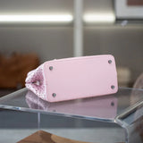 Calfskin Leather Wave-Cut Hollow Out Shoulder Bag, Scalloped Laser-Cut Handbag, Fashion Designer Bag