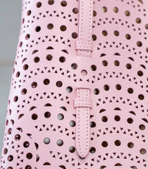 Calfskin Leather Wave-Cut Hollow Out Shoulder Bag, Scalloped Laser-Cut Handbag, Fashion Designer Bag Calfskin Leather Wave-Cut Hollow Out Shoulder Bag, Scalloped Laser-Cut Handbag, Fashion Designer Bag