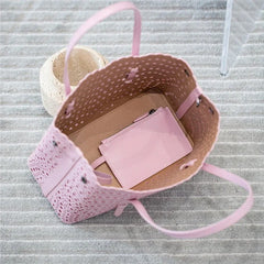 Calfskin Leather Wave-Cut Hollow Out Shoulder Bag, Scalloped Laser-Cut Handbag, Fashion Designer Bag Calfskin Leather Wave-Cut Hollow Out Shoulder Bag, Scalloped Laser-Cut Handbag, Fashion Designer Bag