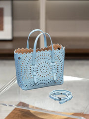 Calfskin Leather Wave-Cut Hollow Out Shoulder Bag, Scalloped Laser-Cut Handbag, Fashion Designer Bag Calfskin Leather Wave-Cut Hollow Out Shoulder Bag, Scalloped Laser-Cut Handbag, Fashion Designer Bag