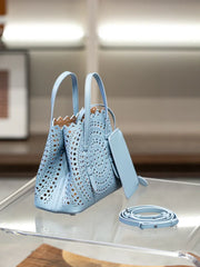 Calfskin Leather Wave-Cut Hollow Out Shoulder Bag, Scalloped Laser-Cut Handbag, Fashion Designer Bag Calfskin Leather Wave-Cut Hollow Out Shoulder Bag, Scalloped Laser-Cut Handbag, Fashion Designer Bag