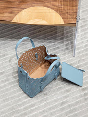 Calfskin Leather Wave-Cut Hollow Out Shoulder Bag, Scalloped Laser-Cut Handbag, Fashion Designer Bag Calfskin Leather Wave-Cut Hollow Out Shoulder Bag, Scalloped Laser-Cut Handbag, Fashion Designer Bag