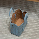 Calfskin Leather Wave-Cut Hollow Out Shoulder Bag, Scalloped Laser-Cut Handbag, Fashion Designer Bag