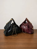 Quilted Diamond Leather Drawstring Hobo Bag – Gold Chain Strap | Lambskin & Cowhide Shoulder Bag for Women