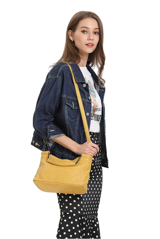 Small Cowhide Leather Shoulder Bag | Stylish Everyday Crossbody Purse