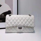 Classic Caviar/Lambskin Flap Bag with Chain Ball | Genuine Caviar Leather Crossbody Bag, Leather Shoulder Purse, Chain Strap Lock Bag, Christmas Gift