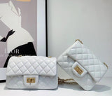 Classic Caviar/Lambskin Flap Bag with Chain Ball | Genuine Caviar Leather Crossbody Bag, Leather Shoulder Purse, Chain Strap Lock Bag, Christmas Gift