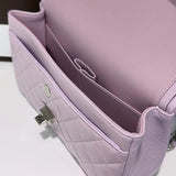 Classic Caviar/Lambskin Flap Bag with Chain Ball | Genuine Caviar Leather Crossbody Bag, Leather Shoulder Purse, Chain Strap Lock Bag, Christmas Gift