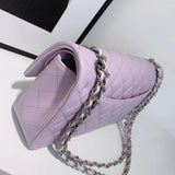 Classic Caviar/Lambskin Flap Bag with Chain Ball | Genuine Caviar Leather Crossbody Bag, Leather Shoulder Purse, Chain Strap Lock Bag, Christmas Gift