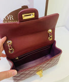 Classic Caviar/Lambskin Flap Bag with Chain Ball | Genuine Caviar Leather Crossbody Bag, Leather Shoulder Purse, Chain Strap Lock Bag, Christmas Gift