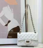 Classic Caviar/Lambskin Flap Bag with Chain Ball | Genuine Caviar Leather Crossbody Bag, Leather Shoulder Purse, Chain Strap Lock Bag, Christmas Gift