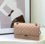 Classic Caviar/Lambskin Flap Bag with Chain Ball | Genuine Caviar Leather Crossbody Bag, Leather Shoulder Purse, Chain Strap Lock Bag, Christmas Gift