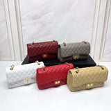 Classic Genuine Caviar Leather Handbag, Crossbody Bag, Classic Flap Bag Caviar, Leather Shoulder Purse, Chain Strap Lock Bag, Christmas Gift