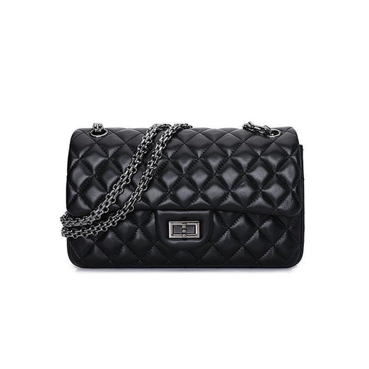 Classic Style DIAMONDS Genuine Leather Shoulder Bag, Minimalist Bag, Iconic Black Crossbody Bag, Quilted Elegant Bag, Eternal Fashion Bag