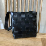 Cowhide Leather Bucket Bag Handwoven Chocolate Brown, Coffee, Black, Retro Medium Purse Womens Cinch Shoulder Bag, Gift for Her