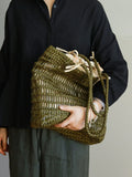 Handwoven Leather Tote Bag | Full Grain Cowhide Open Weave Shoulder Bag | Large Basket Tote | Boho Leather Handbag