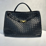 Cowhide Leather Knotted Intrecciato Shoulder Bag | Woven Handbag With Metal Buckle, Daily Fashion Designer Bag, Woven Shoulder Purse