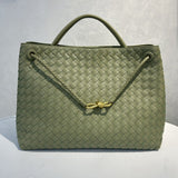 Cowhide Leather Knotted Intrecciato Shoulder Bag | Woven Handbag With Metal Buckle, Daily Fashion Designer Bag, Woven Shoulder Purse