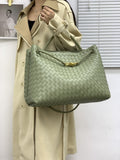 Cowhide Leather Knotted Intrecciato Shoulder Bag | Woven Handbag With Metal Buckle, Daily Fashion Designer Bag, Woven Shoulder Purse