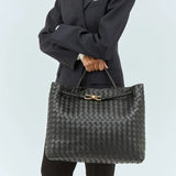 Cowhide Leather Knotted Intrecciato Shoulder Bag | Woven Handbag With Metal Buckle, Daily Fashion Designer Bag, Woven Shoulder Purse