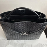 Cowhide Leather Knotted Intrecciato Shoulder Bag | Woven Handbag With Metal Buckle, Daily Fashion Designer Bag, Woven Shoulder Purse
