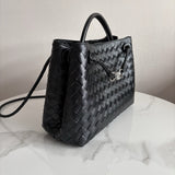 Cowhide Leather Knotted Intrecciato Shoulder Bag | Woven Handbag With Metal Buckle, Daily Fashion Designer Bag, Woven Shoulder Purse