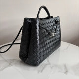 Cowhide Leather Knotted Intrecciato Shoulder Bag | Woven Handbag With Metal Buckle, Daily Fashion Designer Bag, Woven Shoulder Purse