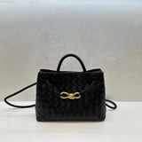 Cowhide Leather Knotted Intrecciato Shoulder Bag | Woven Handbag With Metal Buckle, Daily Fashion Designer Bag, Woven Shoulder Purse