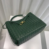 Cowhide Leather Knotted Intrecciato Shoulder Bag | Woven Handbag With Metal Buckle, Daily Fashion Designer Bag, Woven Shoulder Purse