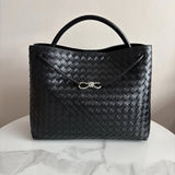 Cowhide Leather Knotted Intrecciato Shoulder Bag | Woven Handbag With Metal Buckle, Daily Fashion Designer Bag, Woven Shoulder Purse
