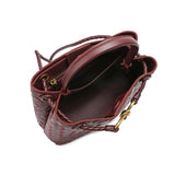 Cowhide Leather Knotted Intrecciato Shoulder Bag | Woven Handbag With Metal Buckle, Daily Fashion Designer Bag, Woven Shoulder Purse