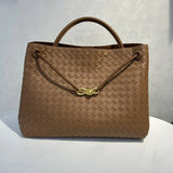 Cowhide Leather Knotted Intrecciato Shoulder Bag | Woven Handbag With Metal Buckle, Daily Fashion Designer Bag, Woven Shoulder Purse