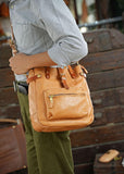Full Grain Leather Women's Shoulder Bag, Men's Handmade Italian Tanned Grain Leather Crossbody Bag, Men's American Retro Casual Bag