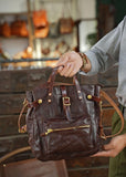 Full Grain Leather Women's Shoulder Bag, Men's Handmade Italian Tanned Grain Leather Crossbody Bag, Men's American Retro Casual Bag