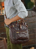Full Grain Leather Women's Shoulder Bag, Men's Handmade Italian Tanned Grain Leather Crossbody Bag, Men's American Retro Casual Bag