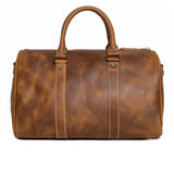 Crazy Horse Full Grain Leather Duffle Bag, Handmade Vintage Cowhide Travel Weekender Bag for Men & Women, Weekend Gear Carry-On
