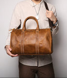 Crazy Horse Full Grain Leather Duffle Bag, Handmade Vintage Cowhide Travel Weekender Bag for Men & Women, Weekend Gear Carry-On