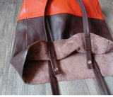 Custom Handcrafted Soft Grain Cowhide Leather Tote | Large Two-Tone Shoulder Bag for Laptop & Travel