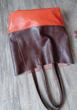 Custom Handcrafted Soft Grain Cowhide Leather Tote | Large Two-Tone Shoulder Bag for Laptop & Travel