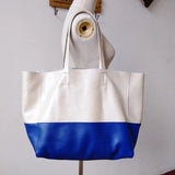 Custom Handcrafted Soft Grain Cowhide Leather Tote | Large Two-Tone Shoulder Bag for Laptop & Travel