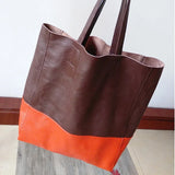 Custom Handcrafted Soft Grain Cowhide Leather Tote | Large Two-Tone Shoulder Bag for Laptop & Travel